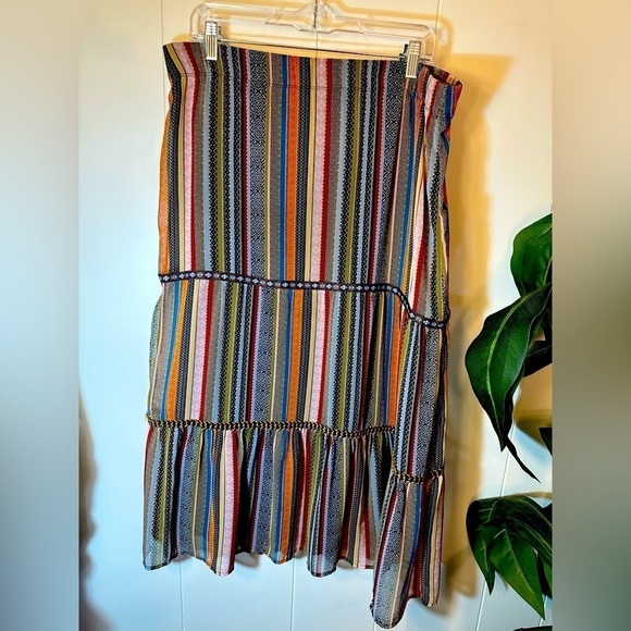 Multicolored Boho Striped Prairie Flowy Skirt Women’s Size Small - Picture 2 of 11